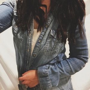 boyfriend denim button up